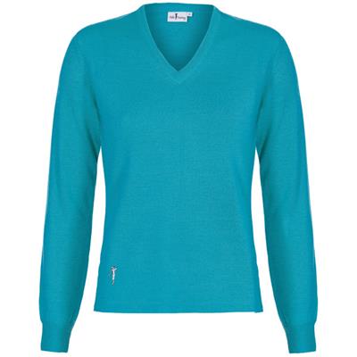 Pull Over Col V Femme turquoise (1224) - Polo Swing